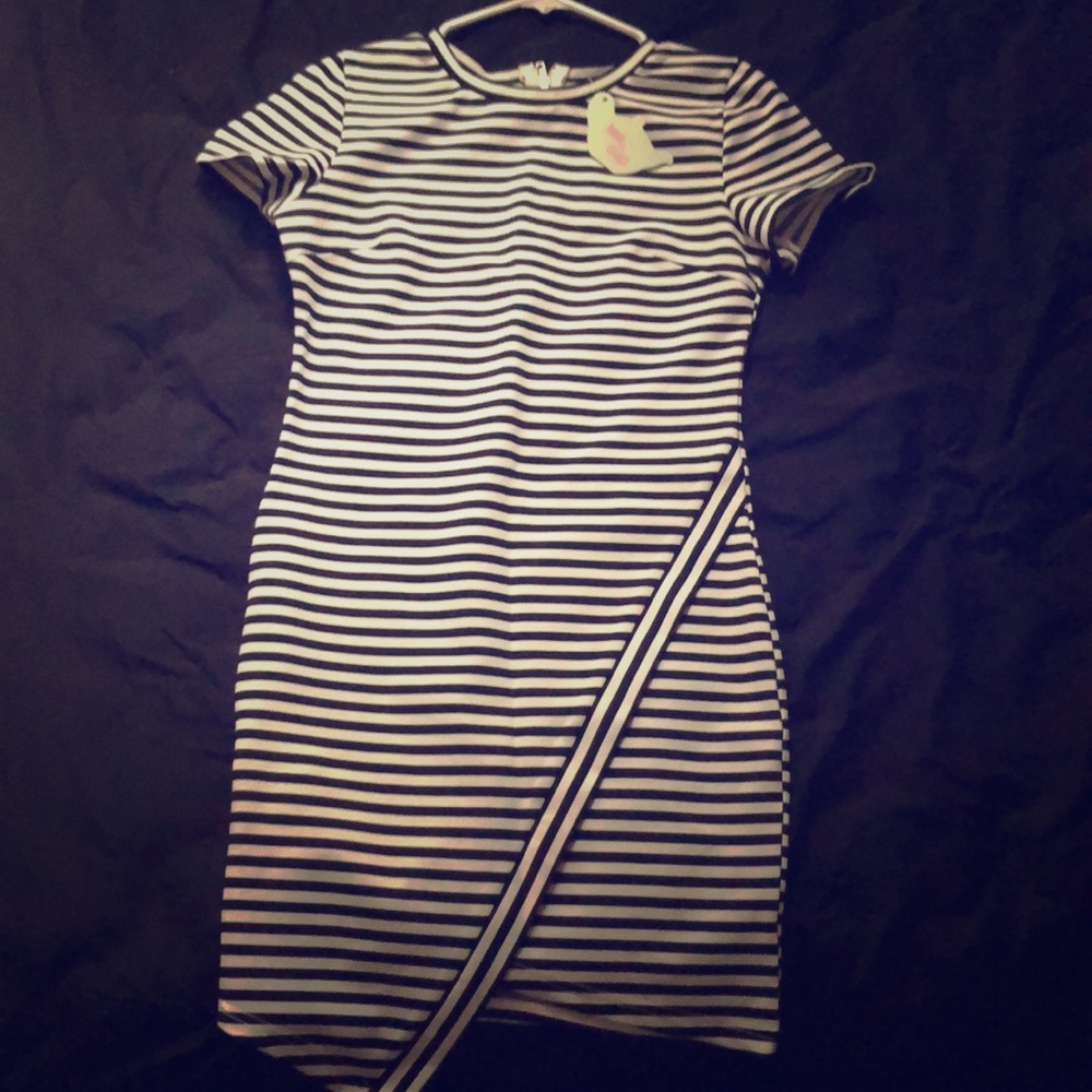 Black and white striped dress ! Cute !